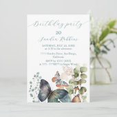 Invitation Fleurs romantiques et papillon Anniversaire Invita (Debout devant)