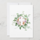 Invitation Fleurs romantiques & Fille à la croix blanche Bapt (Dos)
