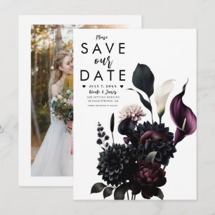 Invitation Fleurs Romantiques Sombres et Émouvantes pour Mari