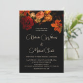 Invitation Fleurs romantiques sombres | Photo de mariage (Debout devant)