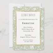Invitation Fleurs romantiques vertes et blanches pour anniver (Devant)