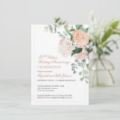 Invitation Fleurs rose aquarelle 50e anniversaire de mariage  (Debout devant)