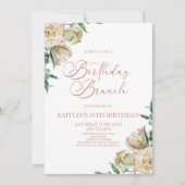 Invitation Fleurs rose blanche rose Fête de Brunch d'annivers (Devant)