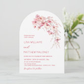 Invitation Fleurs rose bohème chic mariage blanc (Debout devant)