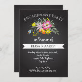 Invitation Fleurs rose Chalkboard mariage fiançailles (Devant / Derrière)