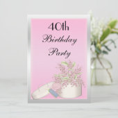 Invitation Fleurs rose et argent 40e anniversaire (Debout devant)