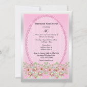 Invitation Fleurs rose et argent 40e anniversaire (Dos)