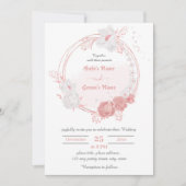 Invitation fleurs rose et blanche mariage de couronne botaniq (Devant)