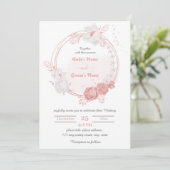 Invitation fleurs rose et blanche mariage de couronne botaniq (Debout devant)