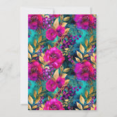 Invitation Fleurs Rose et Sarcelle Aquarelle Sweet 16 (Dos)