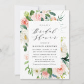 Invitation Fleurs Rose | Fête de Mariage Florale (Devant)