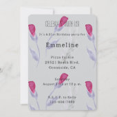 Invitation Fleurs rose gris Anniversaire (Devant)