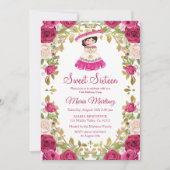 Invitation Fleurs rose mexicaine Douce 16 Anniversaire   (Devant)