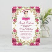 Invitation Fleurs rose mexicaine Douce 16 Anniversaire (Debout devant)