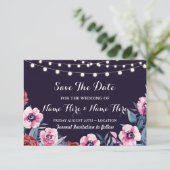 Invitation Fleurs Rose Navy et Bourgogne pour Sauv (Debout devant)