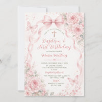 Fleurs rose pâle Baptême & 1er anniversaire Papill