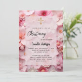 Invitation Fleurs rose pâle chatte fille luxe (Debout devant)