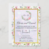 Invitation Fleurs Rose Pâle Élégantes Aquarelle Mariage (Dos)