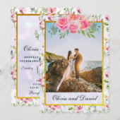 Invitation Fleurs Rose Pâle Élégantes Aquarelle Mariage (Devant / Derrière)