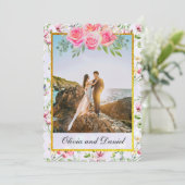 Invitation Fleurs Rose Pâle Élégantes Aquarelle Mariage (Debout devant)