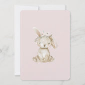 Invitation Fleurs Rose Pâle Lapin Anniversaire (Dos)