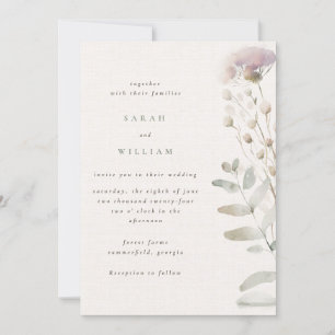 Invitation Fleurs rose pâle mariage