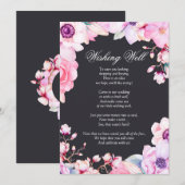 Invitation Fleurs rose pastel sur un puits de vœux noir (Devant / Derrière)