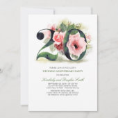 Invitation Fleurs rose poudré 20e anniversaire de mariage (Devant)