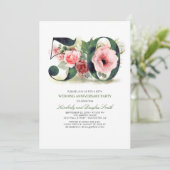 Invitation Fleurs rose poudré pour les 50 ans de mariage (Debout devant)