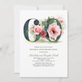 Invitation Fleurs rose poudré pour les 60 ans de mariage (Devant)