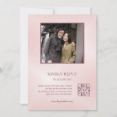 Invitation Fleurs Rose Poussiéreux | Code QR Photo Mariage Ch (Dos)