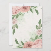 Invitation fleurs rose rousse vert feuilles anniversaire (Dos)