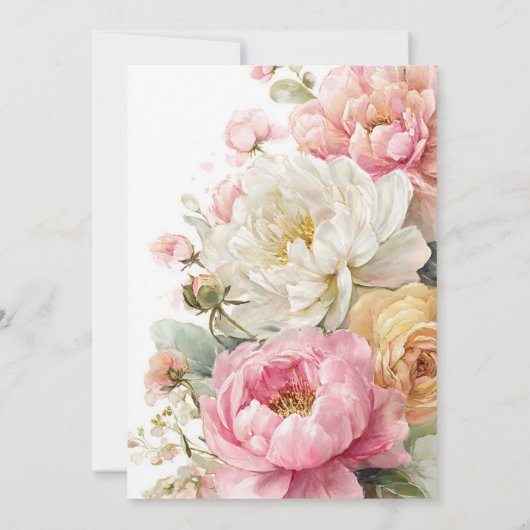 Invitation Fleurs Rose Tendre 60e Anniversaire (Dos)