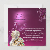 Invitation Fleurs Rose, Tourbillons Violets Fuschia , Fête Do (Dos)