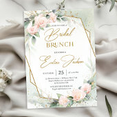 Invitation Fleurs rose vif et brunch pour mariée à l'eucalypt