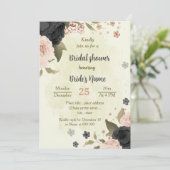 Invitation fleurs rose vif noir douche botanique (Debout devant)