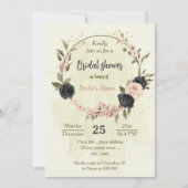 Invitation fleurs rose vif noir douche botanique (Devant)