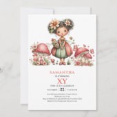 Invitation Fleurs Rosées pour les 5 ans de la Fée (Devant)