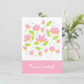 Invitation Fleurs roses (Debout devant)