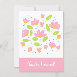 Invitation Fleurs roses