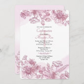 Invitation Fleurs Roses (Devant / Derrière)