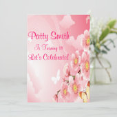 Invitation Fleurs roses (Debout devant)