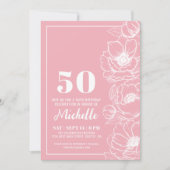 Invitation Fleurs roses 50e anniversaire (Devant)