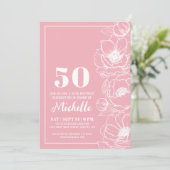 Invitation Fleurs roses 50e anniversaire (Debout devant)