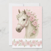 Invitation Fleurs roses Aquarelle Fête des mariées Cheval (Dos)