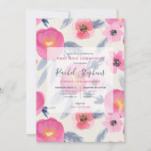 Invitation Fleurs roses Aquarelle Florale Première Sainte Com (Devant)