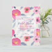 Invitation Fleurs roses Aquarelle Florale Première Sainte Com (Debout devant)