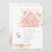 Invitation Fleurs roses Aquarelle Mariage Floral (Devant / Derrière)