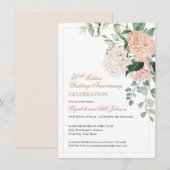 Invitation Fleurs roses aquarelle pour 50 ans de mariage (Devant / Derrière)
