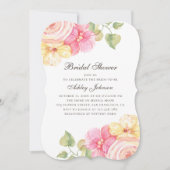 Invitation Fleurs roses aquarelles. Douche à nuptiale florale (Devant)